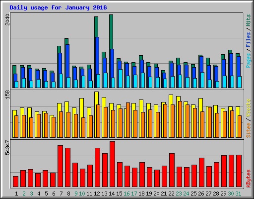 Daily usage for January 2016