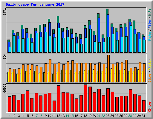 Daily usage for January 2017