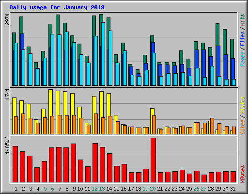 Daily usage for January 2019