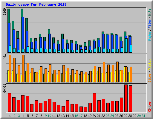 Daily usage for February 2019
