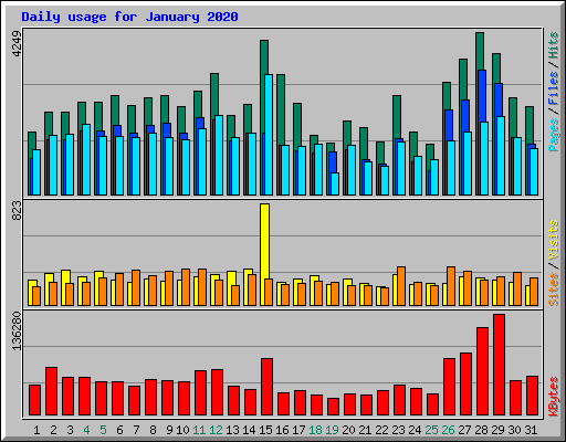 Daily usage for January 2020