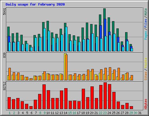 Daily usage for February 2020