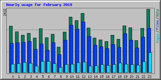 Hourly usage for February 2019